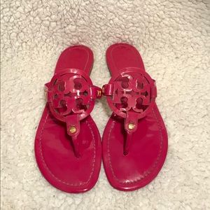 Tory Burch Miller Sandals in Patent Fuschia